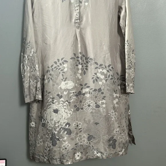 Zara Home Silk Gray Floral Nightgown Slip size M